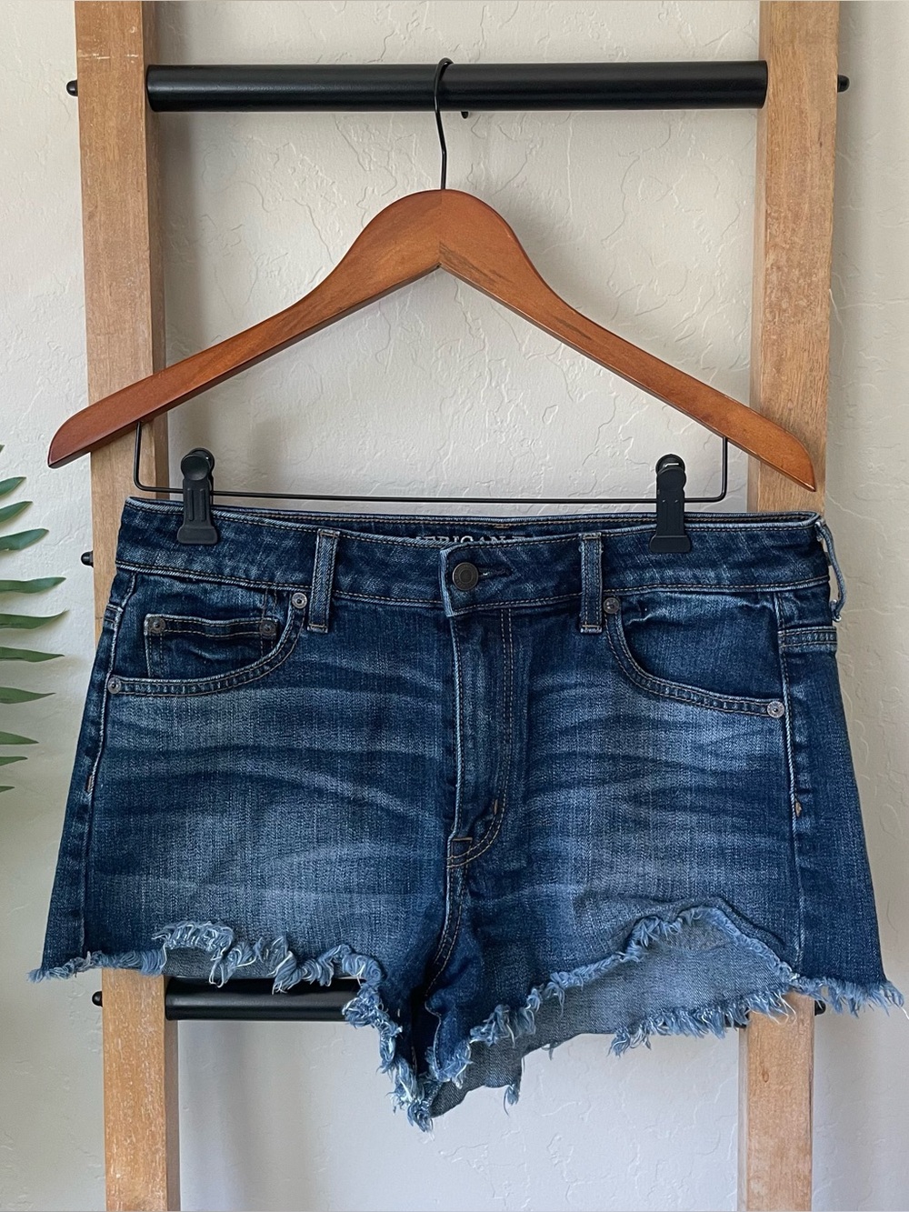 American Eagle Outfitters Dark Wash Vintage High-Rise Festival Denim Shorts